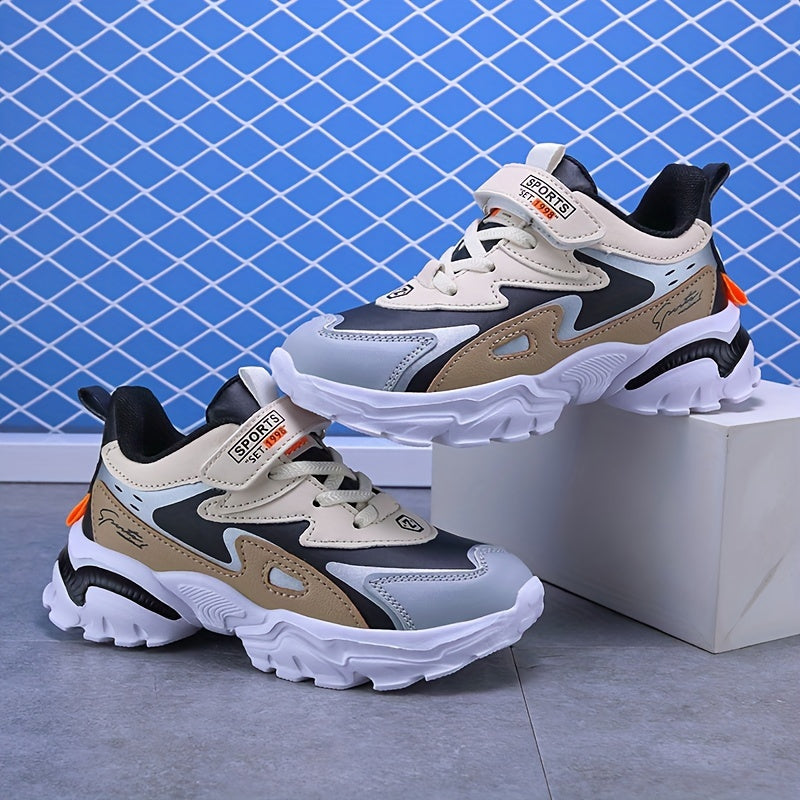 Kids Boys Casual Sneakers Lightweight Non-Slip Hook and Loop Low Top Plaid Fall Winter