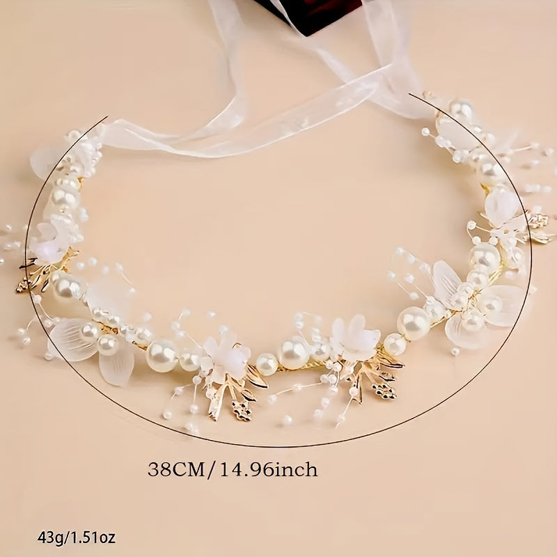Faux Pearl and Floral Hair Accessory for Women and Girls Wedding Bridal Bridal Headpiece