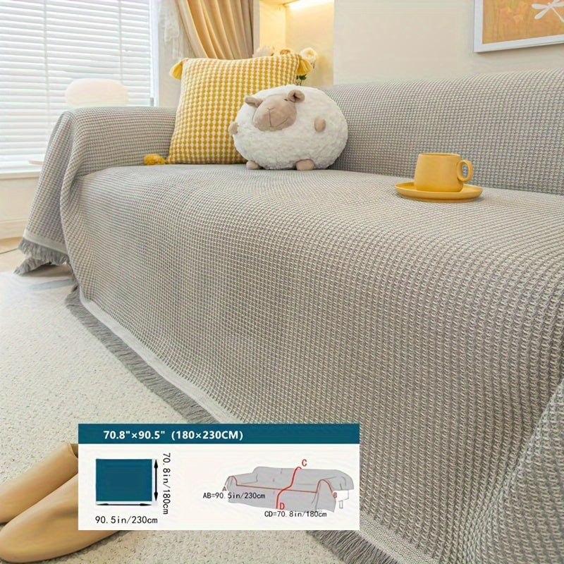 Zamonaviy Tassel divan qopqog'i xavfsiz mos keladi, chang va hayvonlardan himoya qiladi, tozalash oson