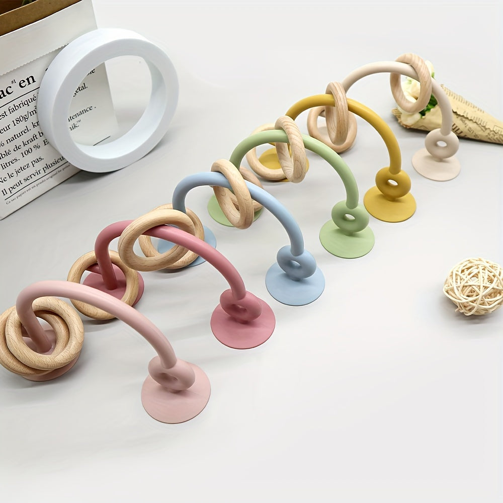 Juguete de laberinto de cuentas de silicona sensorial para niños pequeños de 0-3 años, de mesa con ventosa, multicolor