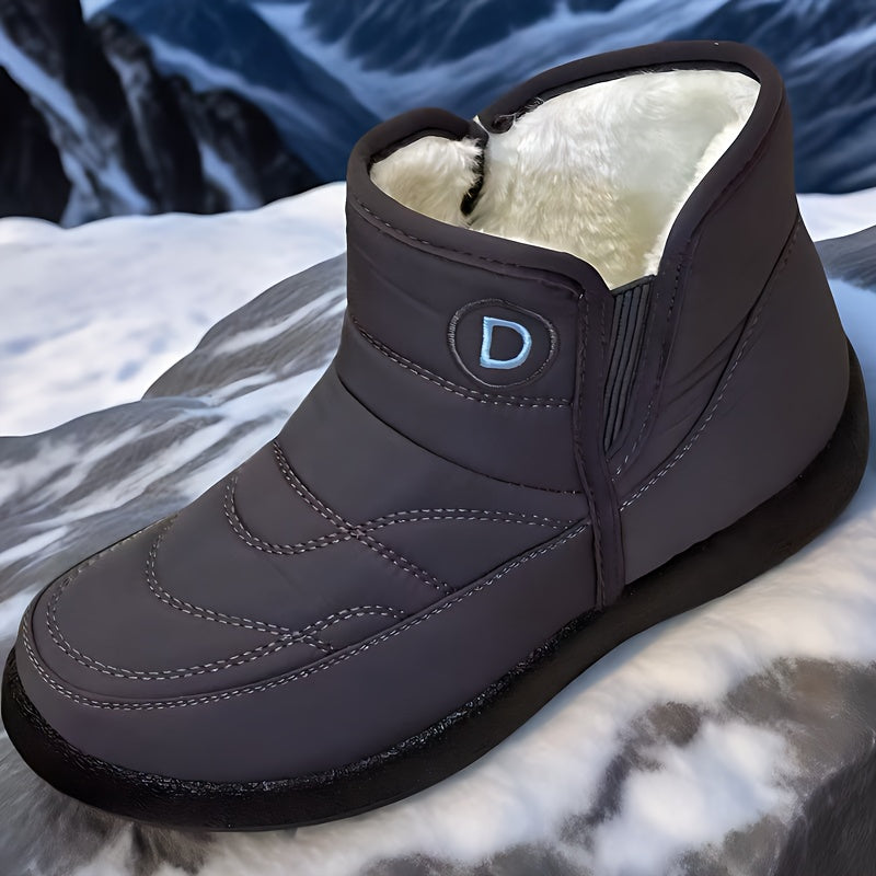 Plus Size Fleece-Lined Winter Boots Thick Plush Warm Outdoor Shoes