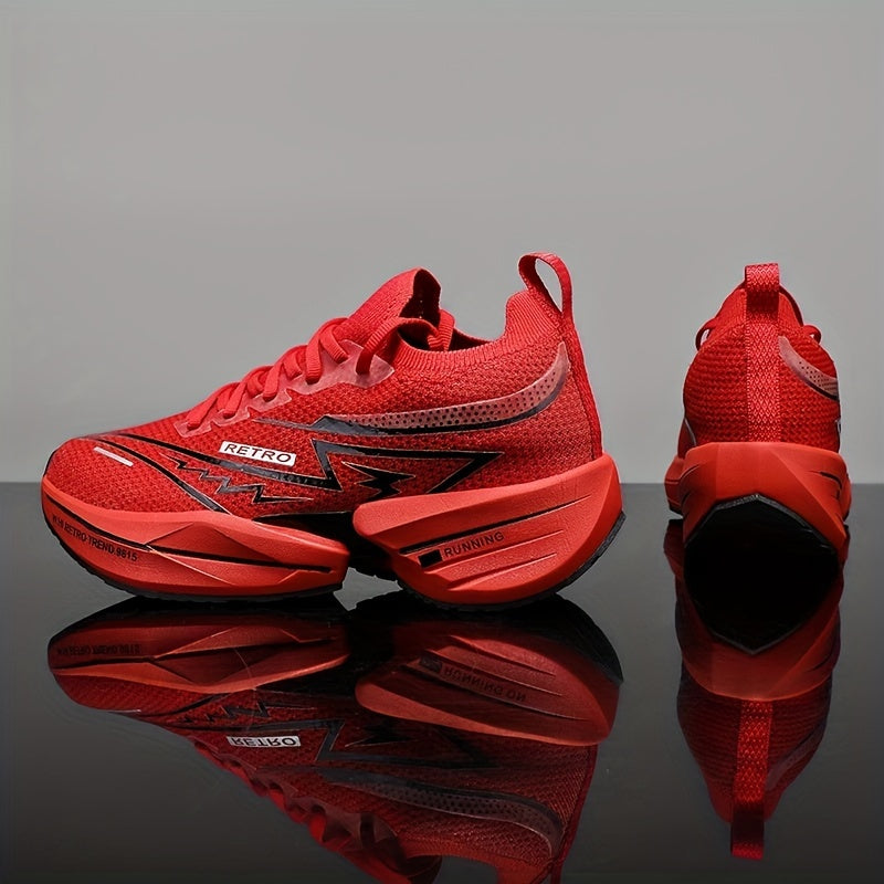 Men's All-Season Breathable Fabric Sneakers with Geometric Letter Print for Casual Running and Skateboarding