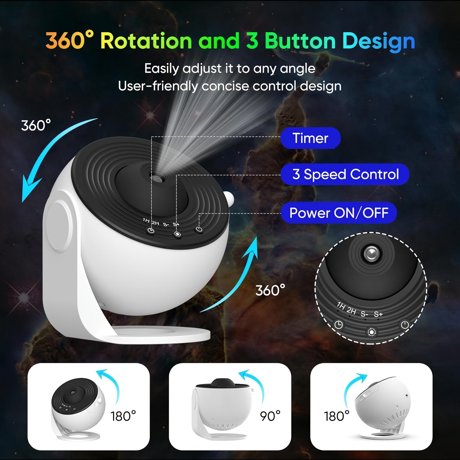 Galaxy Projection Lamp Night Light for Room Decoration and Starry Sky Effect