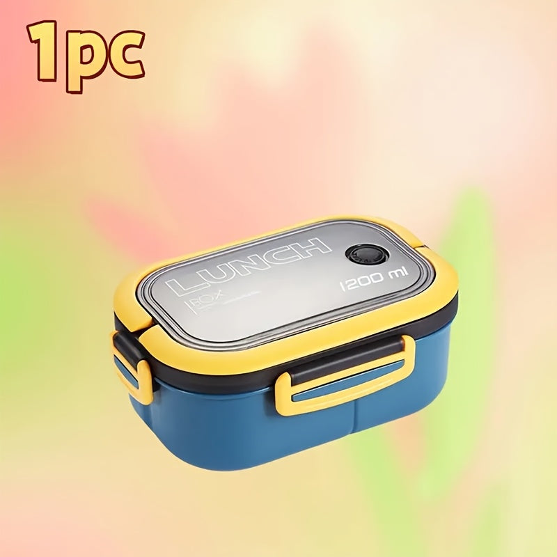 2-Tier Microwave Safe Plastic Lunch Box Set with Spoon and Fork for School and Work