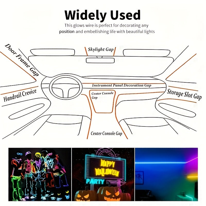 Car Interior LED Strip Lights 16.4Ft USB Neon Atmosphere Ambient Lighting