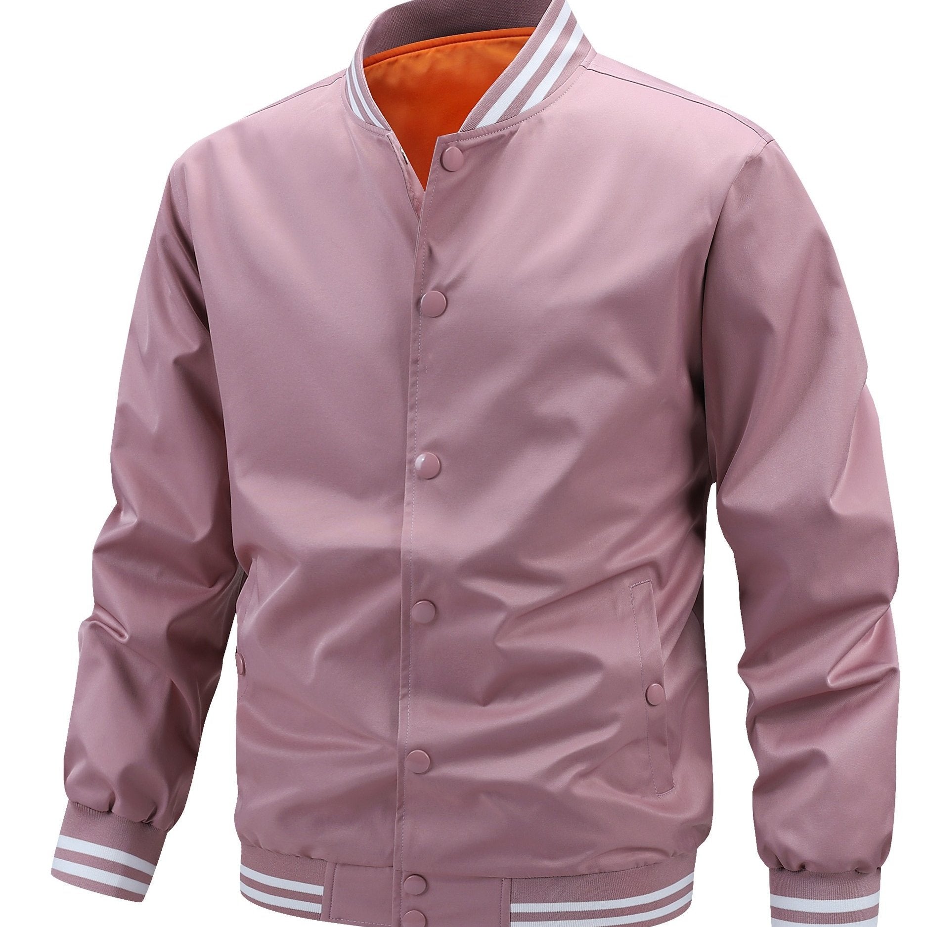 Men's Plus Size Varsity Jacket Lightweight Polyester Preppy Baseball Collar Pockets