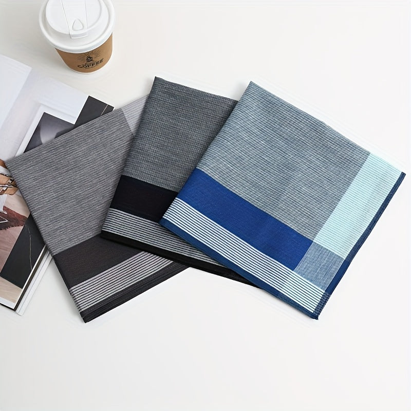 Men's Cotton Handkerchiefs Pack of 3 Lightweight Yarn-Dyed Plaid Quick-Dry Absorbent