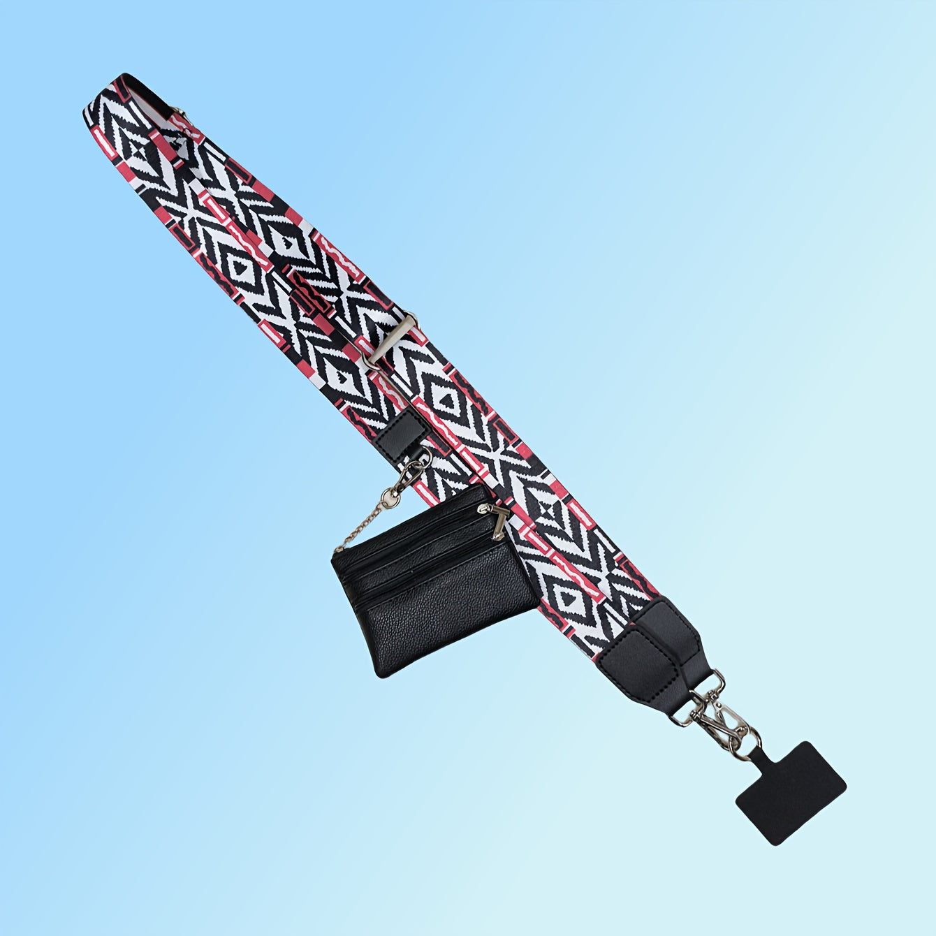 Mobile Phone Crossbody Strap with Wallet Adjustable Zippered Phone Holder White