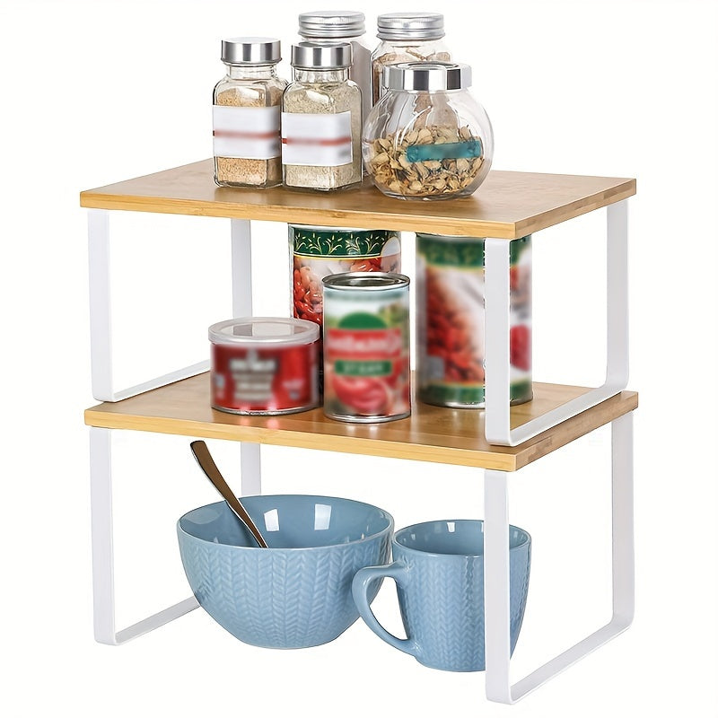 2 ta Rustik Yog'och Shkaf Polka Tashkiliy, Oshxona uchun Qatlamli Ziravorlar Racklari, Countertoplar uchun Ko'p Maqsadli Kengaytiriladigan Saqlash Polkalari, Hammom Tashkiliy Yechimi, MDF Qattiq Yog'ochdan Yasalgan, Ochiq Saqlash Usuli, Montaj Zarur