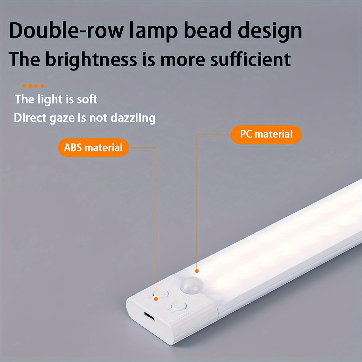 Ultra-Thin LED Light Strip with Human Body Sensing Multi-Mode Wall-Mounted Rechargeable for Kitchen Wardrobe Bedroom