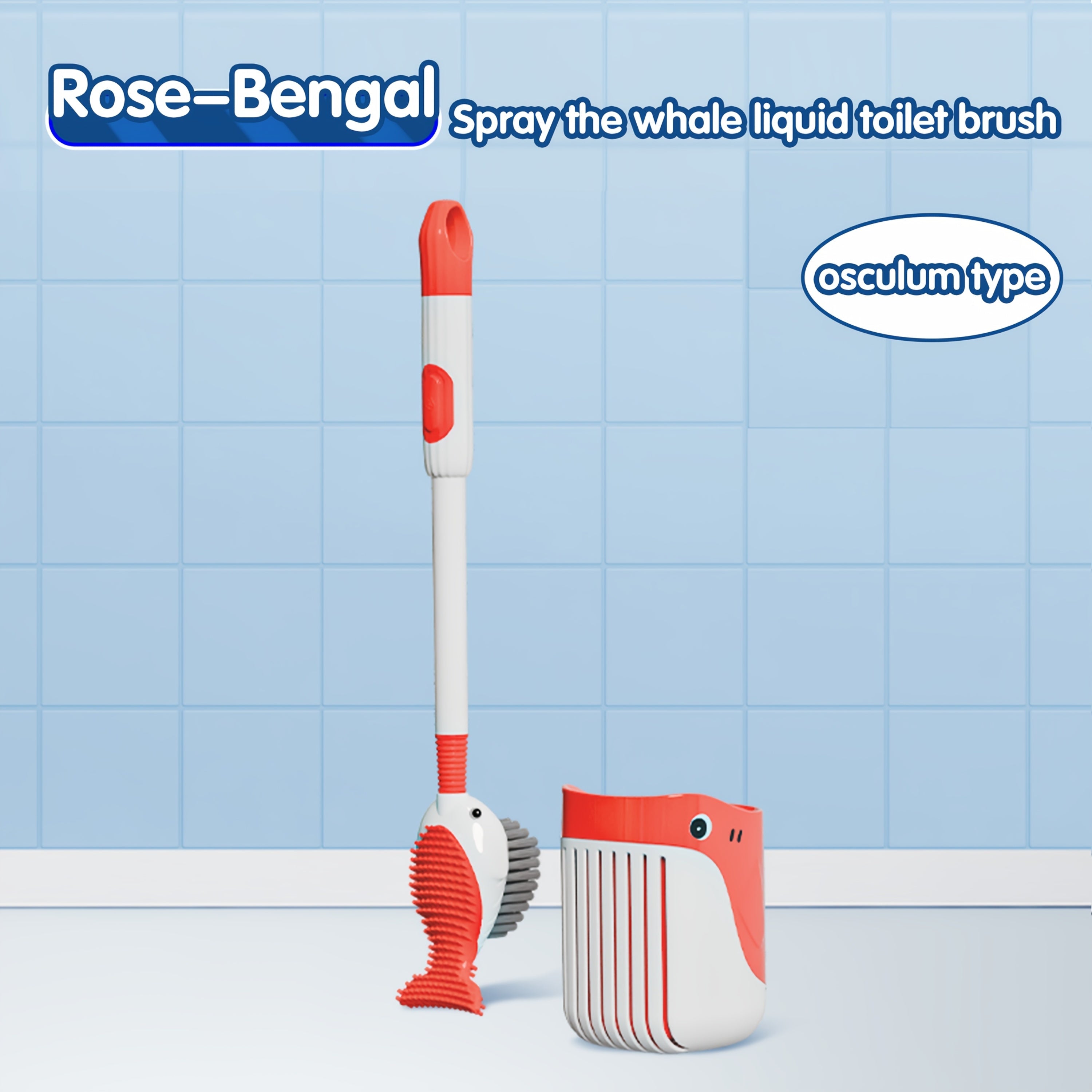 Silicone Whale Toilet Brush with Soap Dispenser and Long Handle