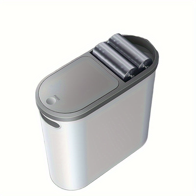 Bathroom Trash Can with Lid and Slit for Easy Disposal, 1.3 Gallon