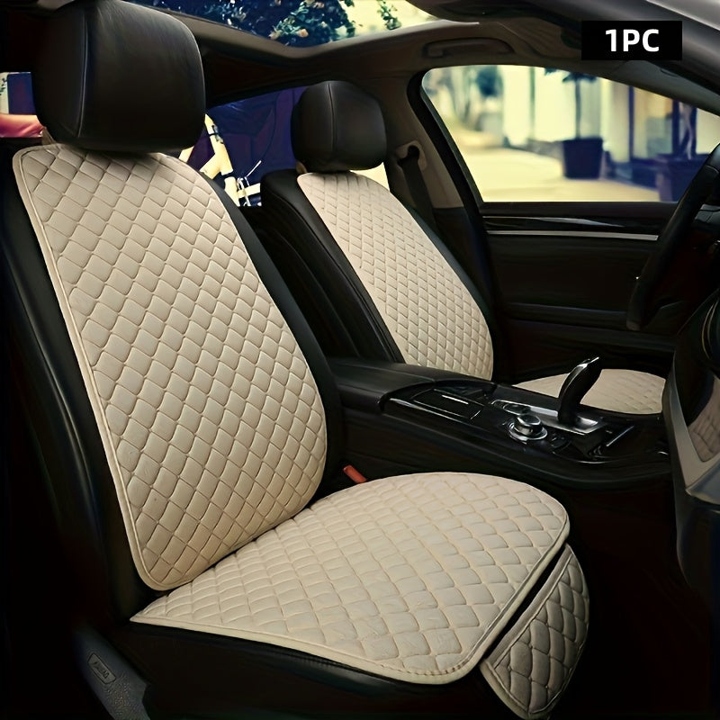 Universal Linen Car Seat Cover Set with Backrest for Driver and Passenger