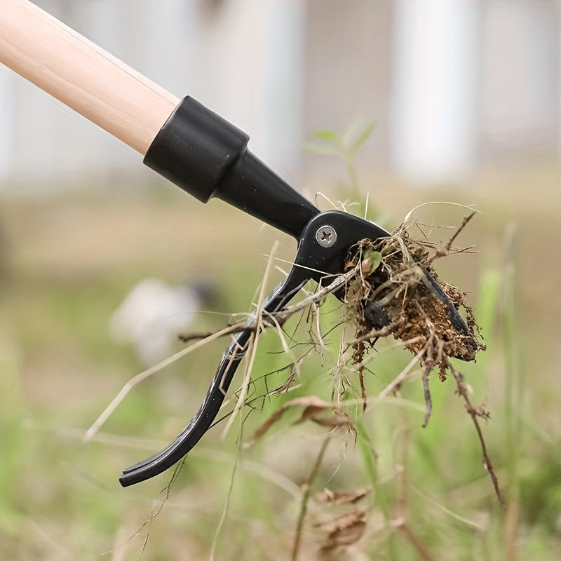 Black Ergonomic Garden Weeding Tool with Aluminum Handle and 4-Prong Claws