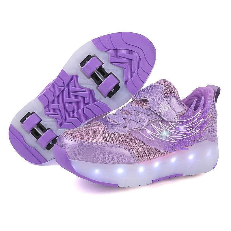 Kids LED Light-Up Roller Skates for Boys and Girls USB Rechargeable Breathable Durable Indoor Outdoor All-Season