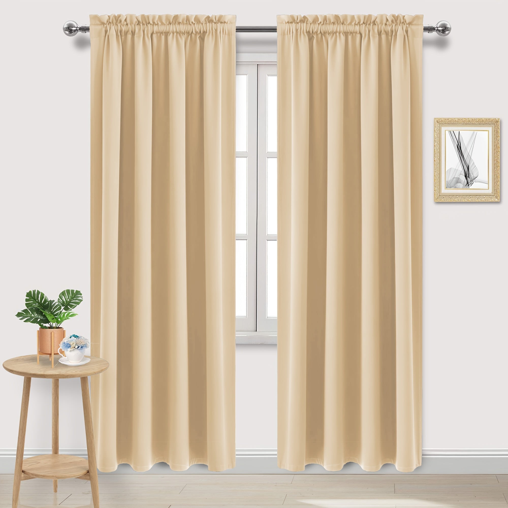 Blackout Curtains with Rod Pocket for Bedroom and Living Room Darkening UV Blocker