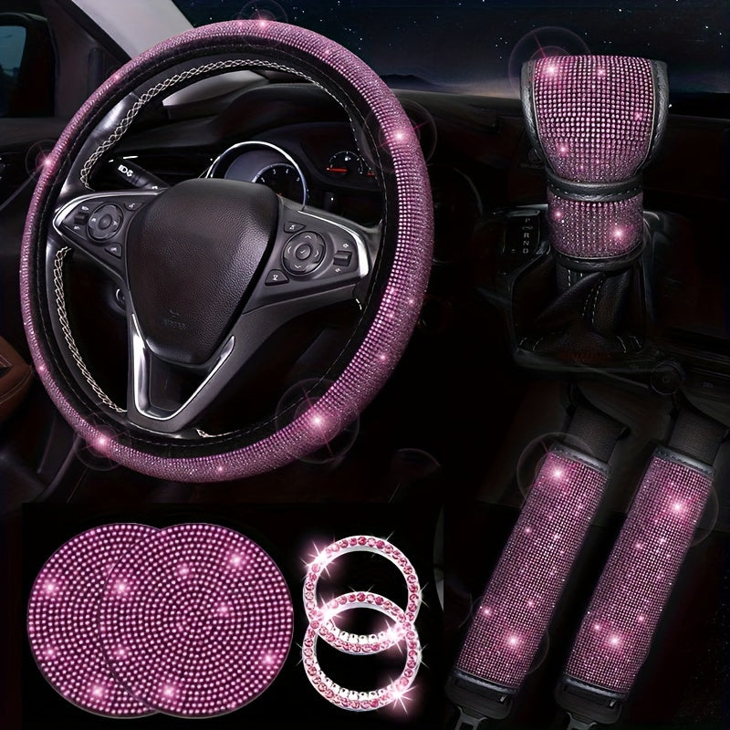 Artificial Rhinestone Car Interior Decoration 8Pcs Set Sparkling Auto Accessories