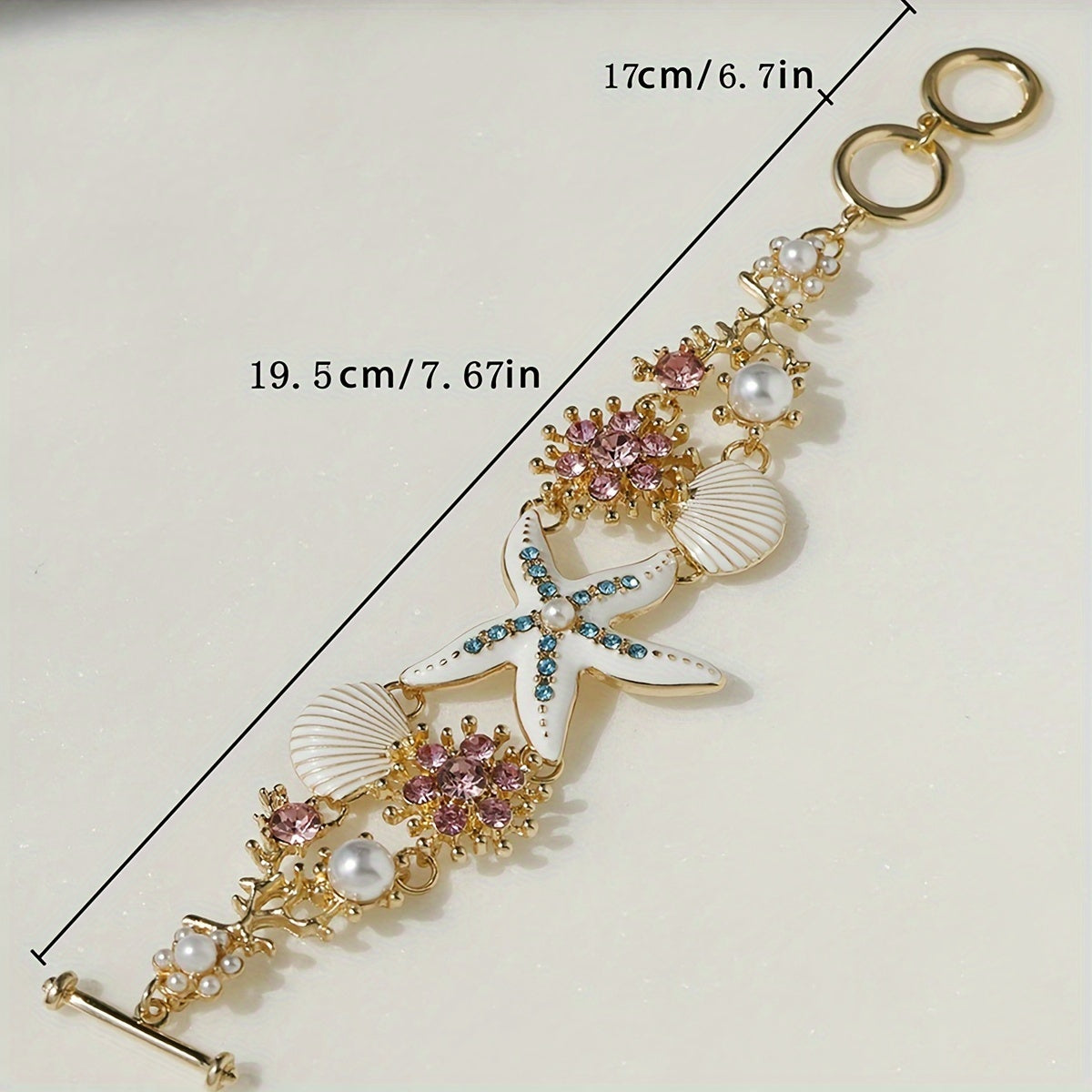 Boho okean bilaguti, rang-barang yulduzli baliqchalar va dengiz maxsulotlari bilan ayollar uchun rhinestones