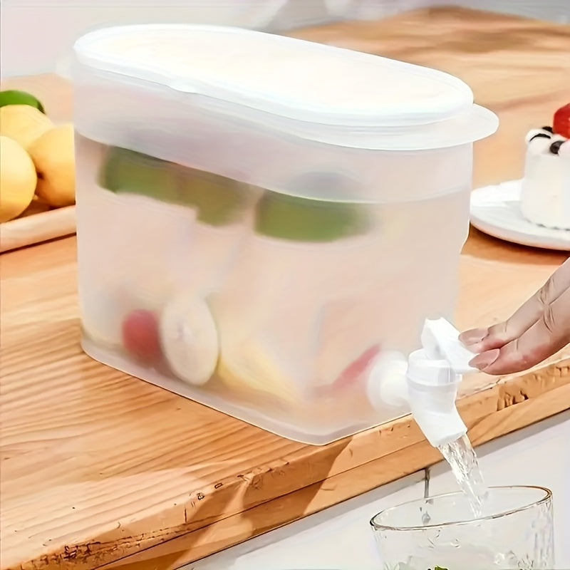 Large Capacity White Plastic Refrigerator Drink Dispenser with Faucet for Juice Lemonade Tea