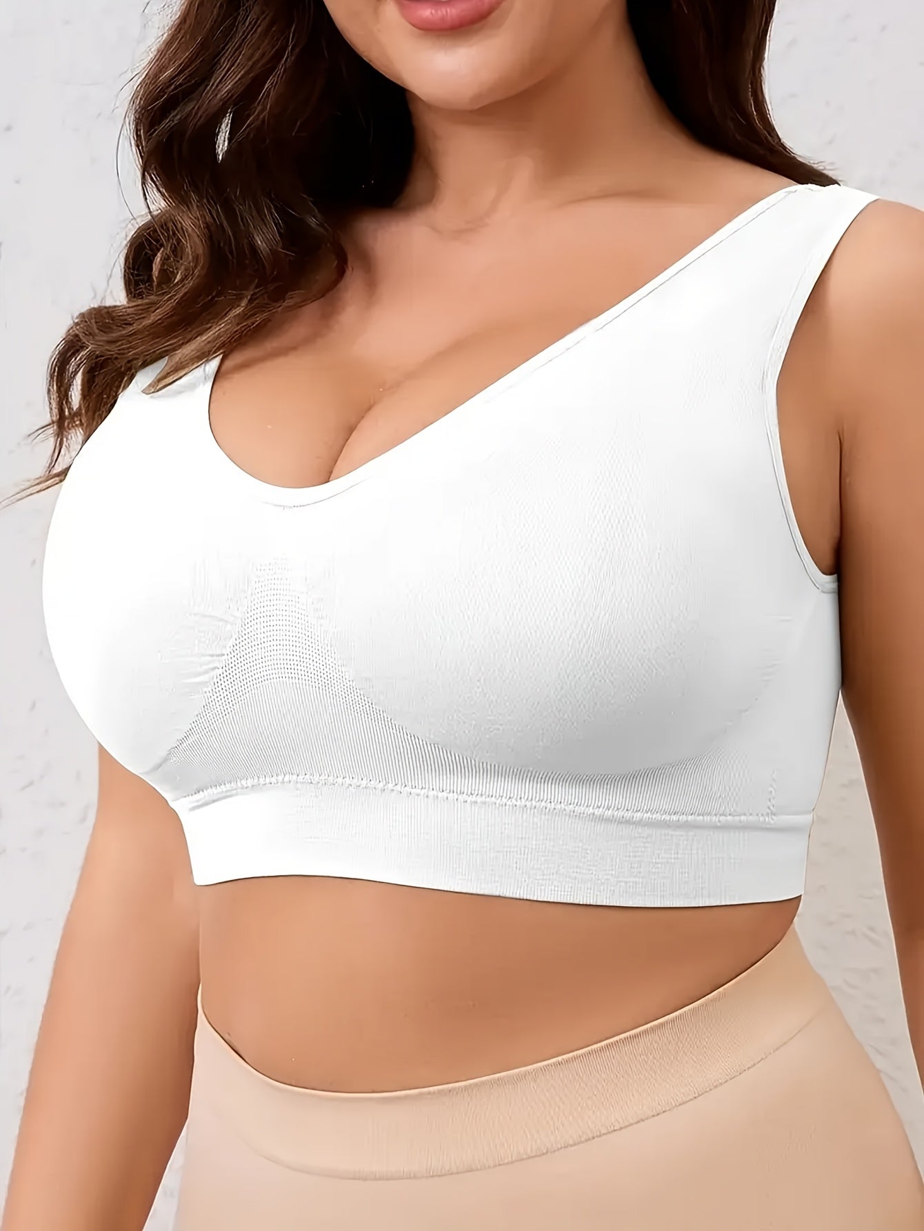 Women Seamless Wireless Sports Bra Plus Size Yoga Running Vest Double Layer