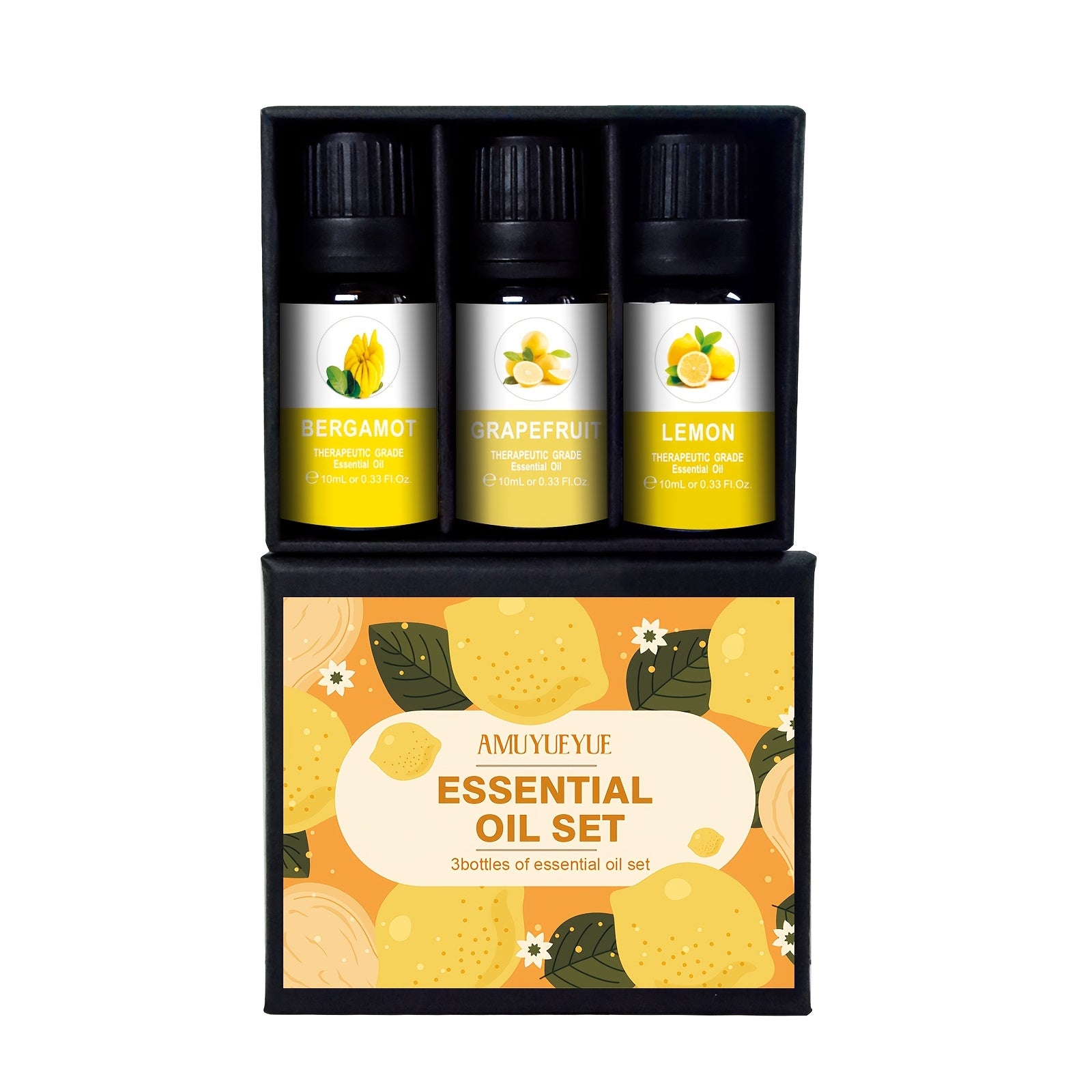 Aromatherapy Essential Oils Set Bergamot Grapefruit Lemon for Diffusers Humidifiers Car Use Under 1L