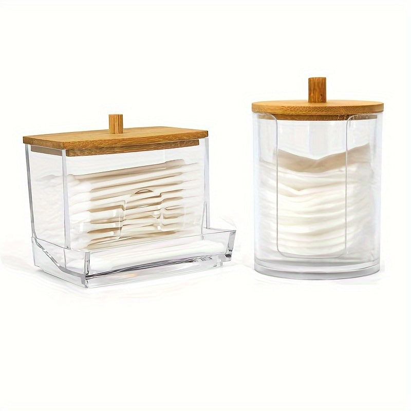 Clear Acrylic Makeup Organizer with Pad Swab Holder and Storage Jar