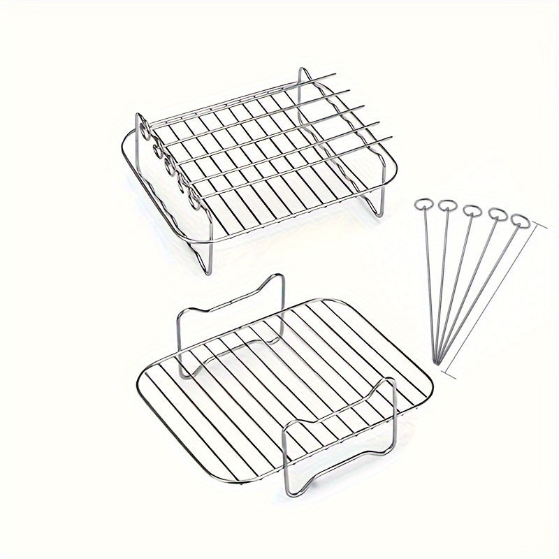 7-Piece Stainless Steel Grill Rack and Skewer Set for Air Fryer Accessories