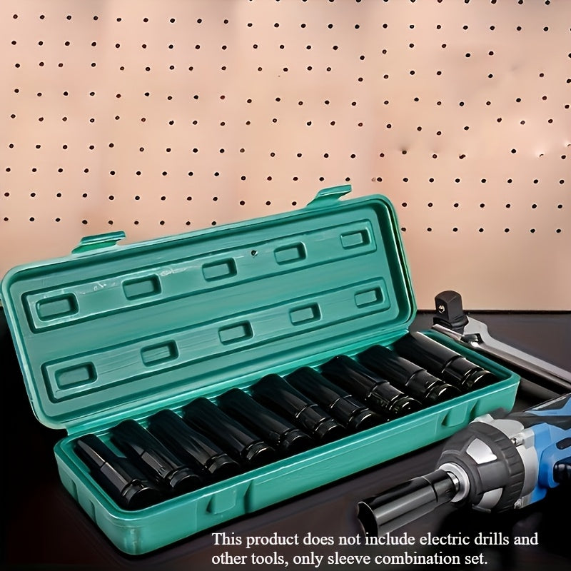 10 Piece Socket Set 1/2 Inch Assortment Kit Hexagon Long Sockets for Automotive