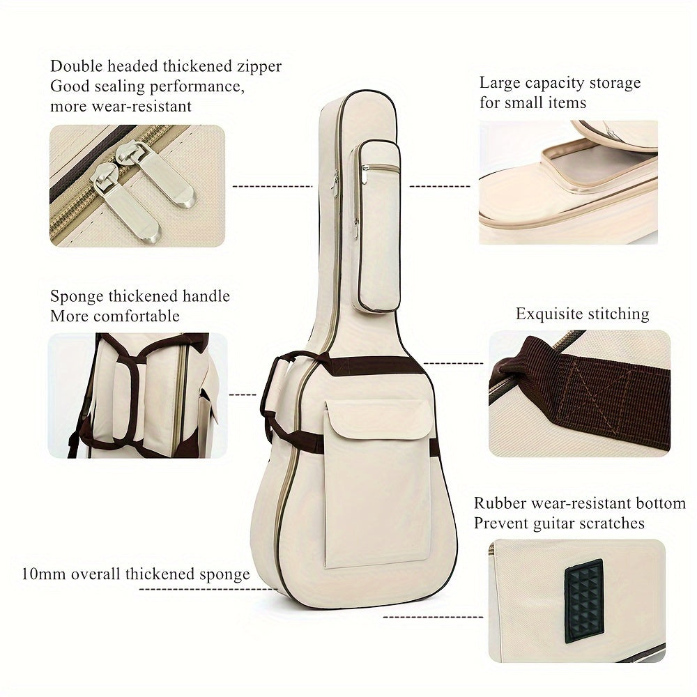 Waterproof 40/41 Inch Acoustic Guitar Gig Bag with 10mm Padding and Adjustable Straps