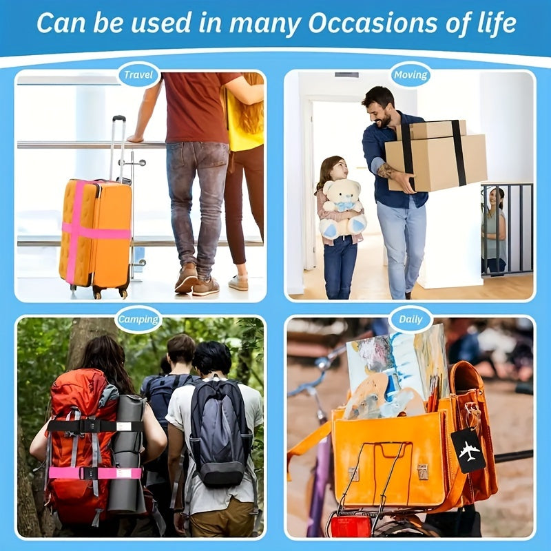 Nylon Luggage Strap with Combination Lock, Adjustable Travel Suitcase Belt, Pack of 1