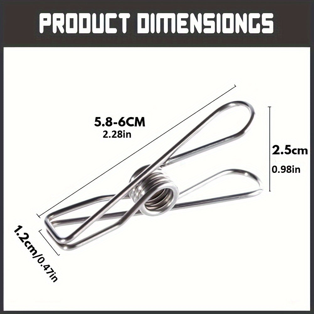 Juego de 60 pinzas de ropa de acero inoxidable de 6cm para colgar ropa y archivos