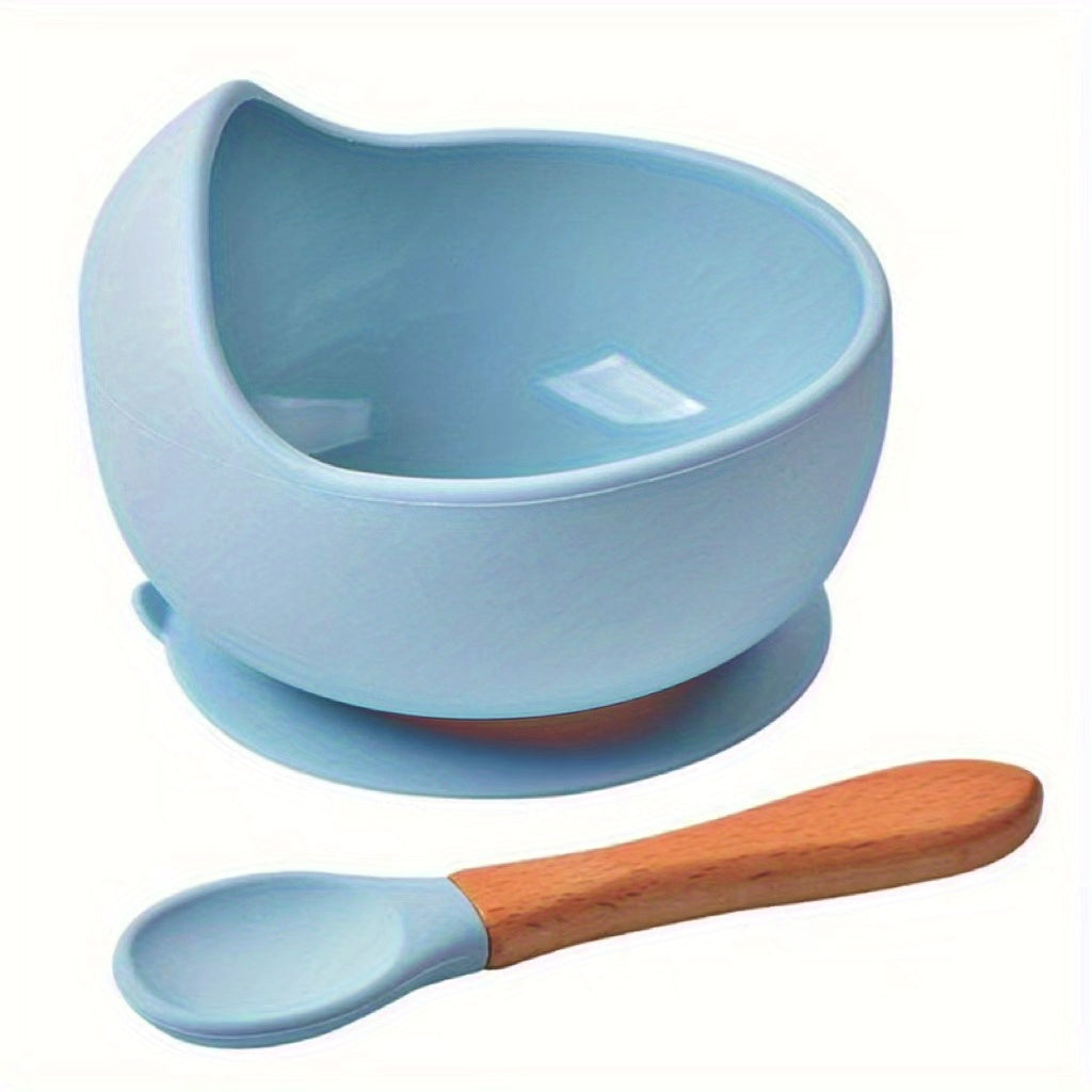 Baby Feeding Set with Silicone Bowl and Spoon for Toddlers Non-Slip Suction Cup Gift