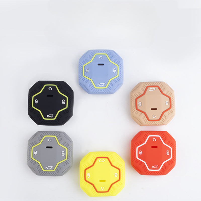 Silicone Key Fob Cover Black Neon Green Hexagonal for Car Key Protection