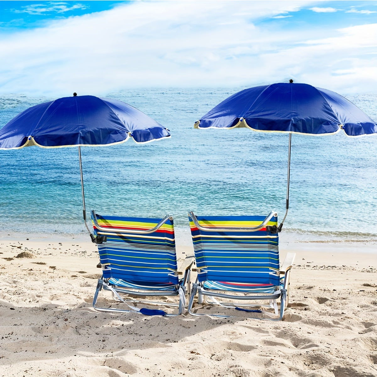 Portable 40-Inch Round Beach Umbrella with Adjustable Height and Wipe-Clean Fabric