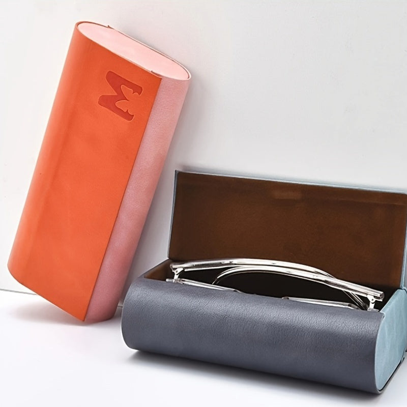 Zamonaviy Ayollar uchun Sun'iy Charm Ko'zoynak Qutisi, Ikki Qavatli Portativ Egasi, Magnit Qopqoq bilan, Uzoq Muddatli Sun'iy Charm Ko'zoynak Qutisi