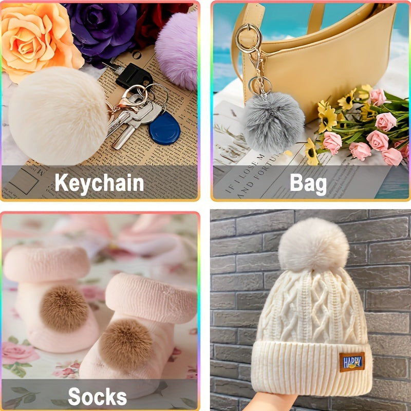 Faux Fur Pom Poms Set of 12 for Hats Keychains Scarves Bags Christmas Halloween