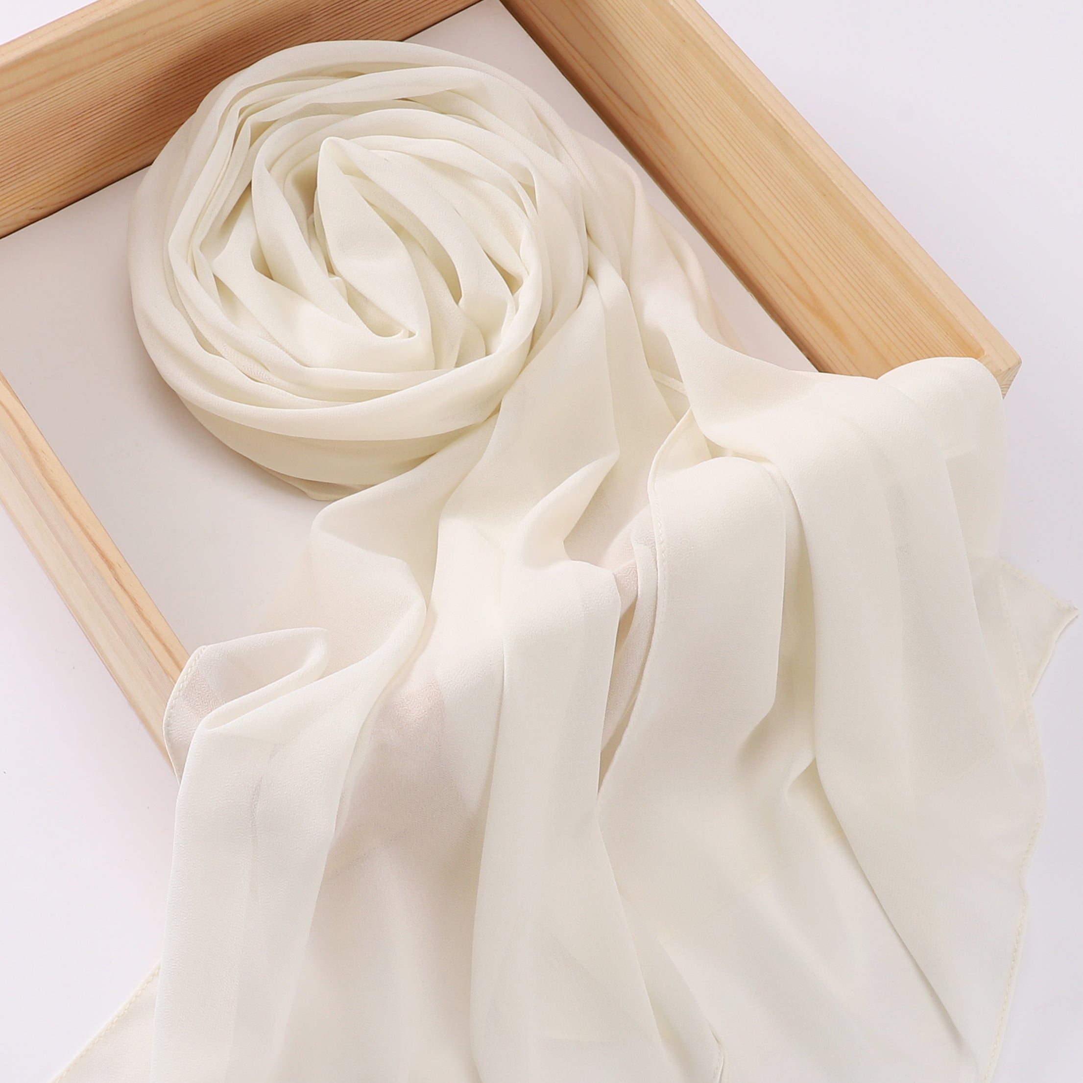 Woven Polyester Chiffon Hijab Scarf Solid Color Lightweight Muslim Head Cover for Casual Ramadan