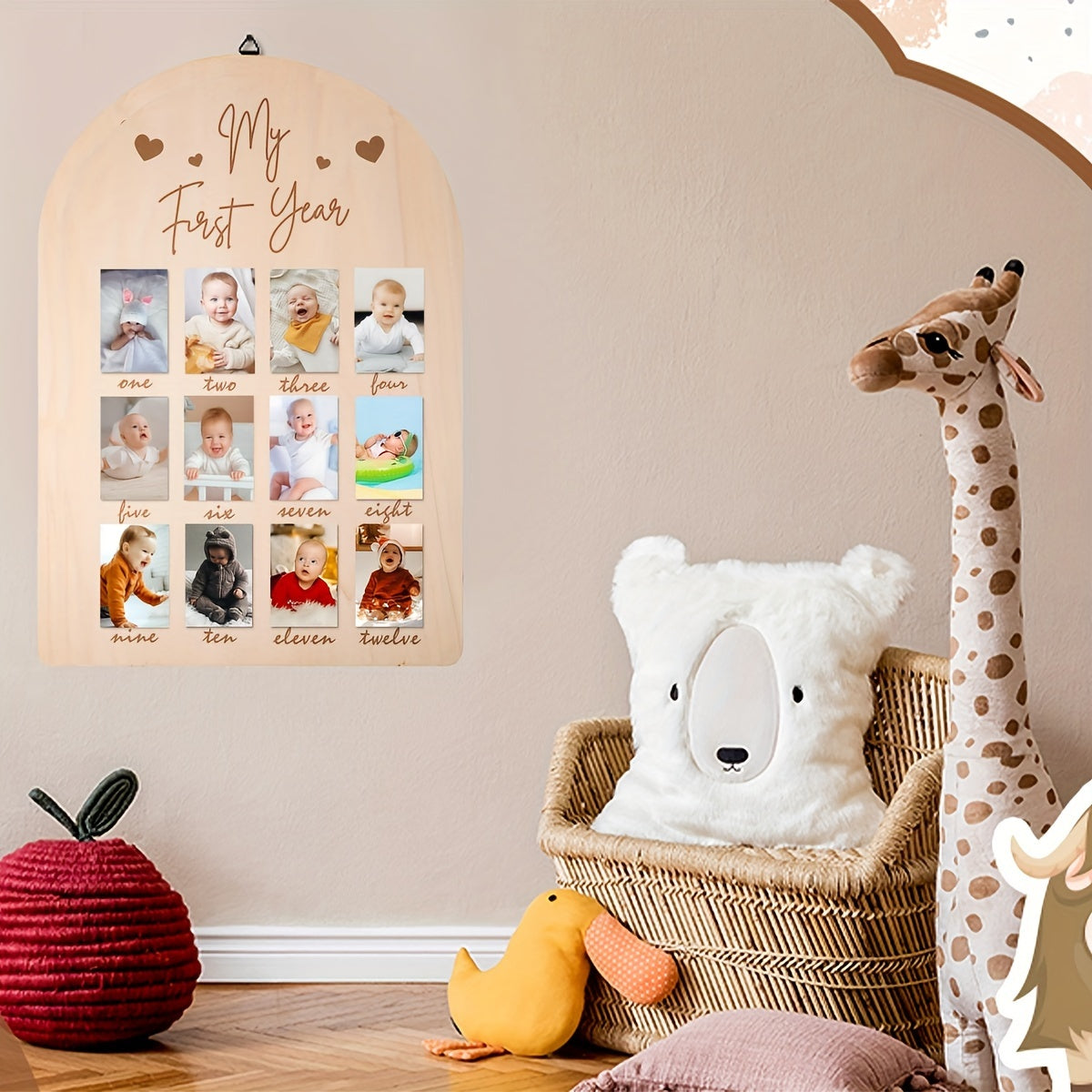 Деревянная фоторамка для празднования важных событий, настольная календарная карточка для домашнего декора - идеальный подарок на 1-й день рождения для мамы и декор детской комнаты