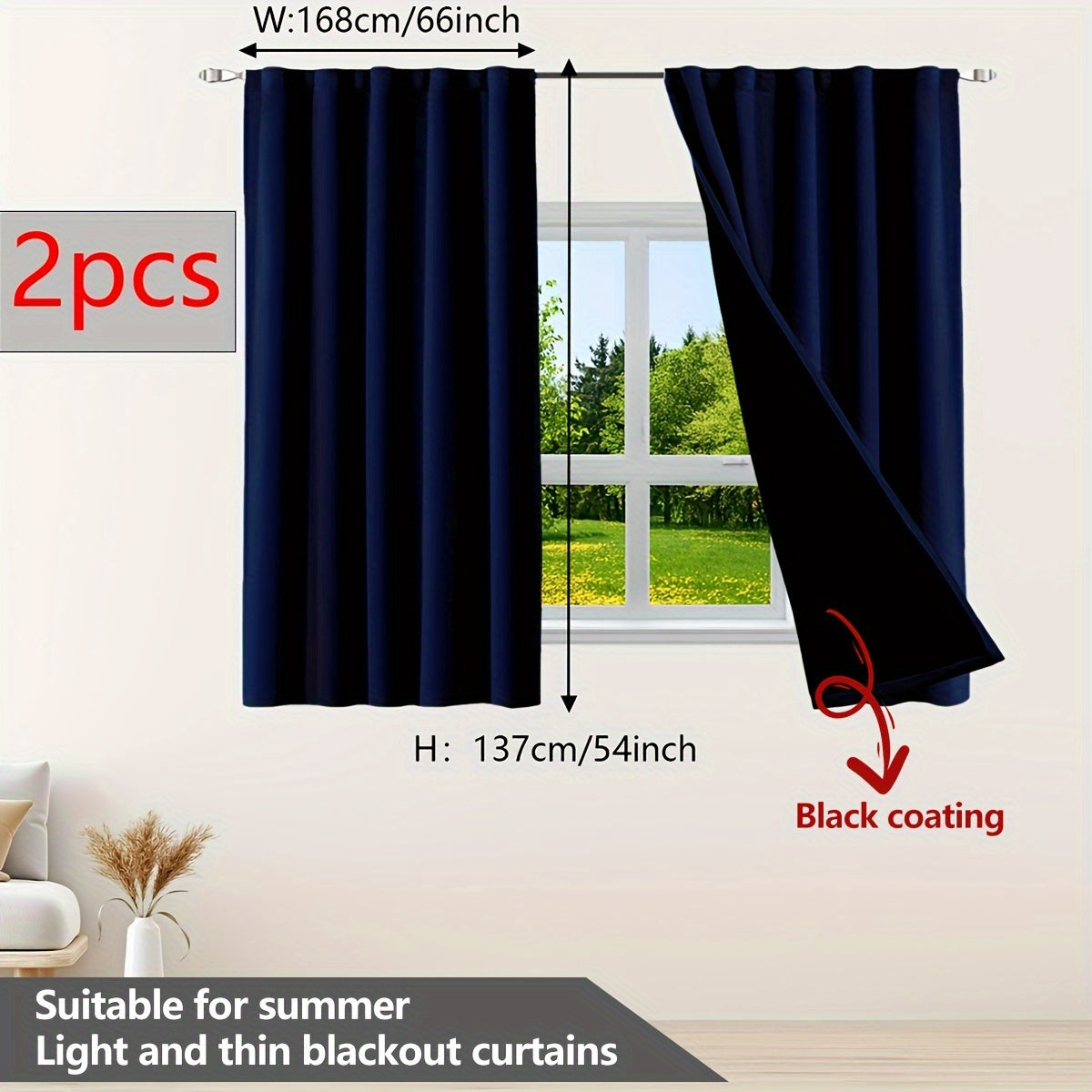 Two Pieces Blackout Curtains Thermal Insulated Twill for Bedroom Living Room