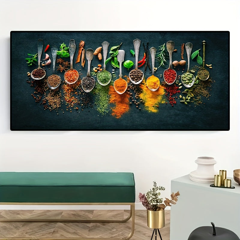 Kitchen Wall Art Canvas with Spice Theme Modern Matte Finish Removable Reusable
