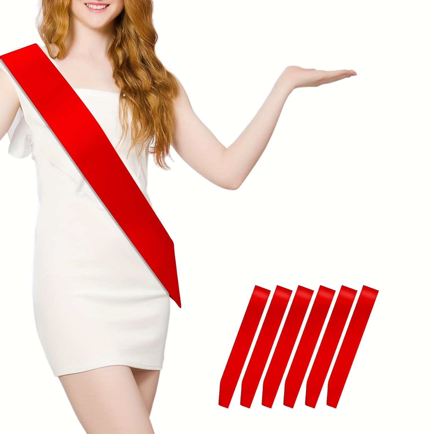 Set of 6 Satin Ribbon Belts for Weddings Birthdays Graduations and DIY Projects in Solid Colors