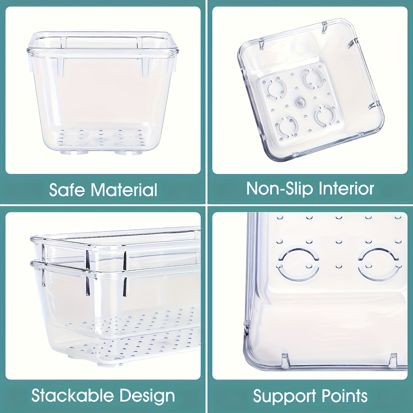 25-Piece Transparent PET Plastic Drawer Organizers with Non-Slip Partitions for Kitchen Bathroom Jewelry Cosmetics