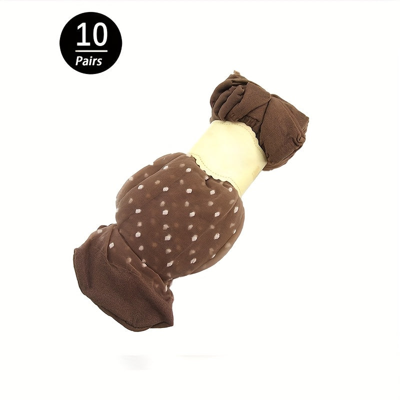 Women’s Mesh Ankle Socks 10 Pairs Polka Dot Breathable Nylon Spandex