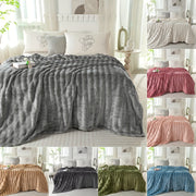 Hypoallergenic Polyester Bed Blanket Faux Rabbit Fur Plush Throw for Bedroom Sofa Travel