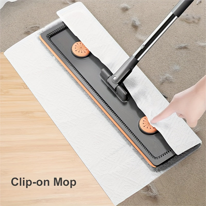 Yassi mop va bukletli kova to'plami, aylanadigan bosh va qayta ishlatiladigan mato bilan