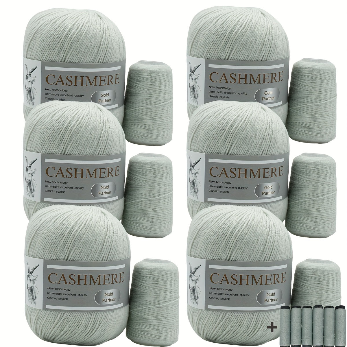 Luxurious Cashmere Yarn Set for Knitting and Crocheting Multicolored 6-Pair Bundle