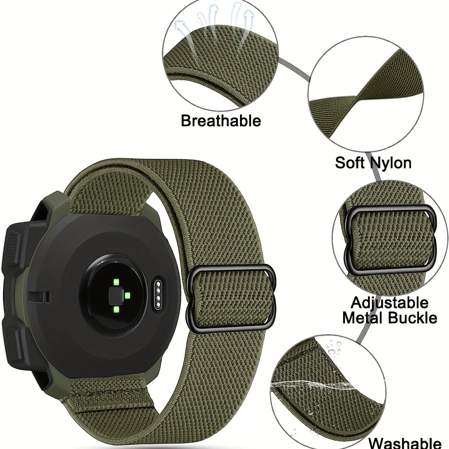 22mm Elastic Nylon Watch Strap for Men and Women Compatible with Garmin Instinct Series