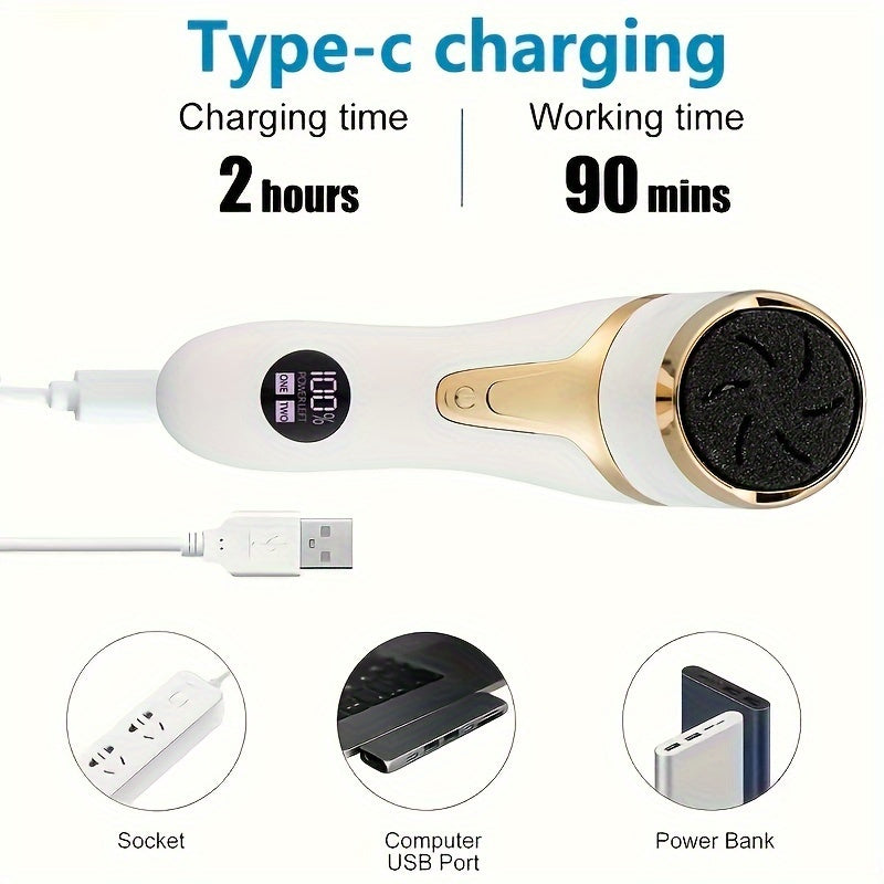 Rechargeable Electric Foot File for Callus Removal Portable Pedicure Tool USB Charging