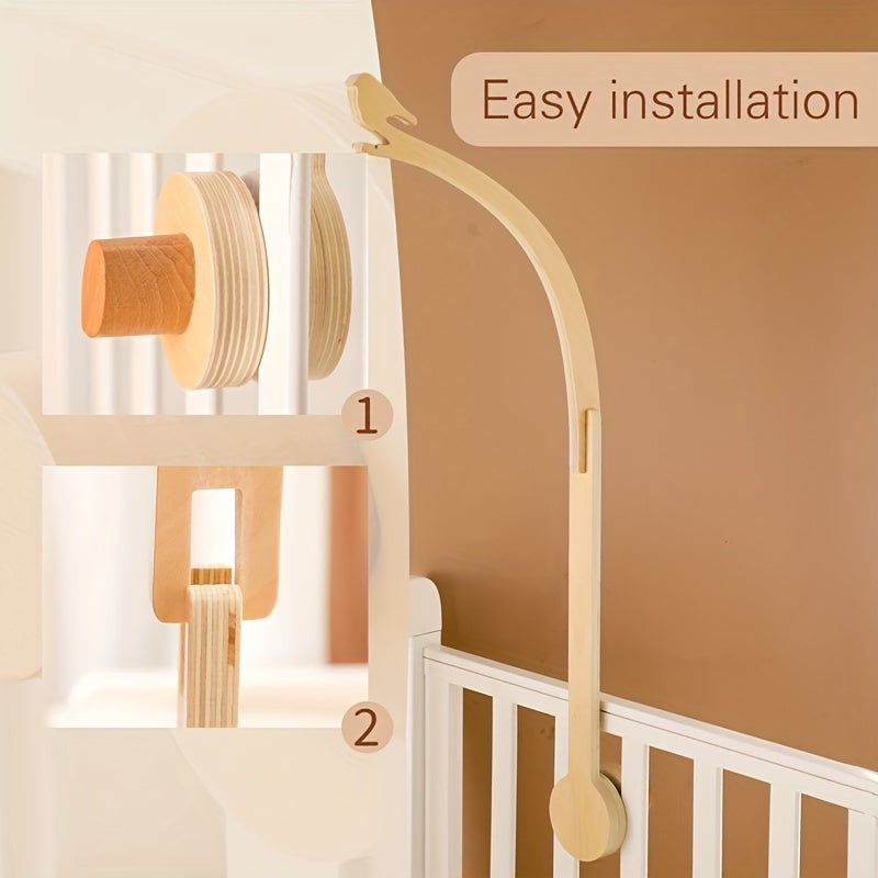 Kids' Bed Hanging Wooden Bird Bell Bracket Home Decor Light Brown