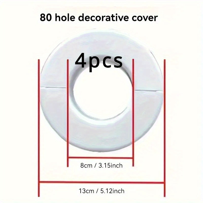 Set of 4 White Plastic Air Conditioner Hole Covers Wall-Mounted Pipe Caps